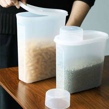 Pote de plástico transparente para armazenamento de comida, conjunto com tampas, frascos de armazenamento para cozinha, tanque de grãos secos 2024 - compre barato