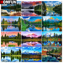 HOMFUN Diamond Embroidery "Mountain lake forest" Pattern DIY 5D Diamond Painting Needlework Cross Stitch Full Drill Painting 2024 - buy cheap