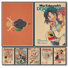 Adesivo de parede do anime miss kobayashi, adesivo engraçado de parede para casa, empregada, krtamanho 44 designs, decalque de arte para bar em casa de café 2024 - compre barato