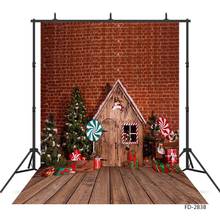 Árbol de Navidad de madera para niños, tablero de pared de ladrillo, casa, regalo, decoración para fotografías, Fondo de bebé, accesorios de estudio fotográfico 2024 - compra barato
