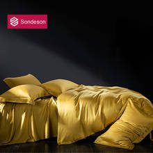 Sondeson Luxury Beauty Yellow 100% Silk Bedding Set Silky Double Queen King Duvet Cover Set Flat Sheet Pillowcase Quilt Cover 2024 - buy cheap