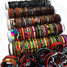 Aleatório 50 pçs/set pulseiras de couro artesanal pulseiras multi-camada 2024 - compre barato