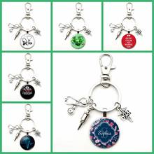 New Fashion DH Medical Equipment Lobster Buckle Nurse Medical Glass Syringe Stethoscope Car Key Chain Men and Women Jewelry Gift 2024 - buy cheap