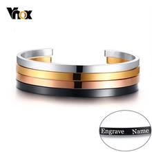 Vnox-Pulseras personalizadas con nombres grabados para mujer, hombre, promesa de amor, brazalete de aniversario, joyería de regalo 2024 - compra barato