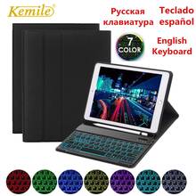 Capa com teclado retroiluminado espanhol e russo, capa para ipad air 3 10.5 2019 e ipad pro 10.5 2017 com fundo espanhol e russo 2024 - compre barato