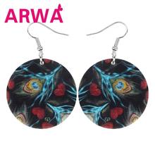 ARWA-pendientes de plumas de Peafowl para mujer y niño, joyería colgante de Animal grande, corazón acrílico, accesorios clásicos de regalo 2024 - compra barato