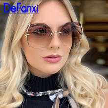 Rimless Oversized Brown Sunglasses Vintage Designer Luxury Irregular square lens Sun Glasses For Women Celebrity Shades UV400 2024 - buy cheap
