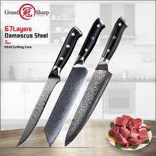 Grandsharp 3 Pcs Damascus Knife Set 67 Layers vg10 Japanese Damascus Steel Chef Boning Kiritsuke Kitchen Knives G10 Handle Gift 2024 - buy cheap