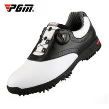 PGM-zapatos de Golf de cuero genuino para hombre, zapatillas de tenis con hebilla giratoria, antideslizantes, impermeables, D0843 2024 - compra barato