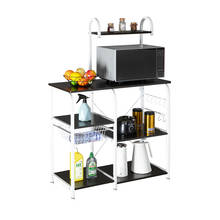 Kitchen Baker's Rack Utility Storage Shelf 35.5" Microwave Stand 4-Tier 3-Tier Organizer Workstation for Spice with 10 Hooks 2024 - buy cheap
