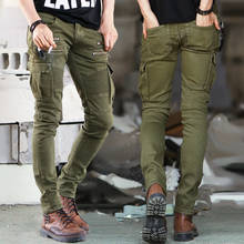 Зеленые черные джинсовые строгие облегающие модельные потертые узкие эластичные джинсы 2019 в стиле хип-хоп брюки для скейтборда уличная одежда 2024 - купить недорого