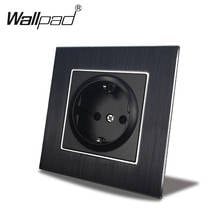 Black EU Socket with Claws Wallpad 110V-240V AC Aluminum Chrome Metal Plate 16A EU Schuko Standard Wall Power Socket 2024 - buy cheap