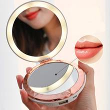 Portable Cosmetic LED Makeup Mirror Light Hand Warmer Rechargeable Power Bank 3X Magnifying Make-up Folding Beauty Mirror 2024 - buy cheap