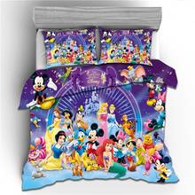 Disney Bedding Set Cartoon Mickey Minnie Mouse Snow White Belle Rapunzel Princess Luxury Duvet Cover Pillowcase Home  Decoration 2024 - buy cheap
