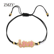 ZMZY Pink Heart Bracelet Sweet Heart Lover Gift Pendant Miyuki Bracelet Rope Chain Delicas Jewelry Handmade Bracelets for Women 2024 - buy cheap