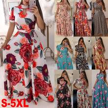 Vintage Flower Print Summer Long Maxi Dress Sexy Women Causal Dress Plus Size Beach Party Dresses Bandage Robe Retro Vestidos 2024 - buy cheap