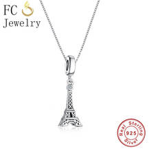 Fc jewelry pingentes prata esterlina 925, pingentes da torre eiffel, frança, paris, colares para mulheres, garotas, presente 2018 2024 - compre barato