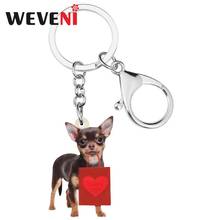 WEVENI Acrylic Valentine's Day Gift Bag Chihuahua Dog Key Chain Ring Bag Car Wallet Decoration Keychain For Women Girl Teen Gift 2024 - buy cheap