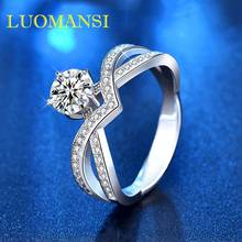 Luomansi real 925 anel de prata esterlina 1ct moissan diamante anel de noivado amante jóias presente 2024 - compre barato