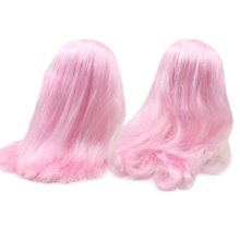 Dbs blyth boneca gelo peruca só rbl couro cabeludo e cúpula brilhante rosa cabelo reto ondulado cabelo diy acessório anime 2024 - compre barato