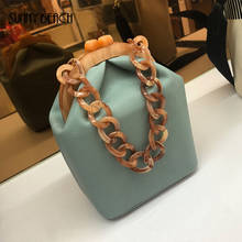 Women Luxury Acrylic Chain Handle Bucket Bags Box Tote Handbag Messenger Bag Crossbody Clutch for Woman Spring Bag PU Leather 2024 - buy cheap