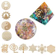 10Pcs 6.8cm 7 Chakra Copper Energy Tower Orgonite Sticker Flower Life Tree Pyramid Epoxy Resin Material Jewelry Making 2024 - buy cheap