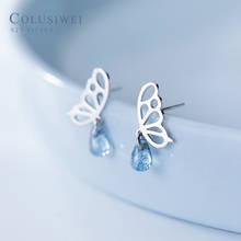 Colusiwei Flying Butterfly Drop Earrings Blue Crystal Shiny Cute Insect Dangle Earrings 925 Sterling Silver Jewelry Accessories 2024 - buy cheap