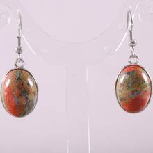 Natural Stone Dangle Earrings For Women Real Multicolor Unakite Epidote Oval Beads Stainless Steel Earrings 1Pair U422 2024 - buy cheap