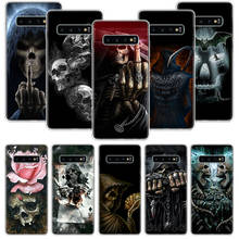 Grim reaper crânio esqueleto caso de telefone para samsung galaxy s10 s20 s21 s9 s8 s7 nota 10 20 9 8 fe j4 j6 ultra plus lite pro + borda 2024 - compre barato