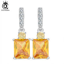 ORSA JEWELS Big Yellow Stone Zircon Earring Beautiful Dangle Earring for Women Anniversary Gift Female Earrings OE126 2024 - buy cheap