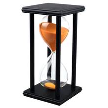 ¡Colores! Reloj de arena de madera de 60Min, reloj de arena con temporizador, decoración, tipo de regalo único: 60Min, marco negro, arena naranja 2024 - compra barato