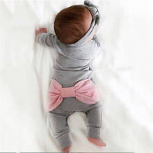 Одежда для новорожденных девочек от 0 до 18 месяцев комбинезон с длинными рукавами, бабочка на шею, элегантный милый комбинезон Осенний хлопковый наряд 2024 - купить недорого