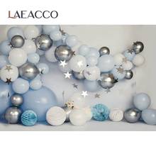 Laeacco Blue White Balloons Star Floral Birthday Party Decor Backdrop Baby Child Protrait Photocall Vinyl Photography Background 2024 - buy cheap