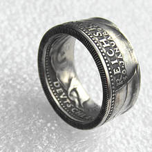 Alemanha anel de moeda prateada, 5 marcas, banhado a prata, artesanal, tamanhos 8-16 2024 - compre barato