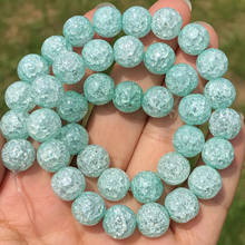 Natural Stone Mint Green Cracked Crystal Beads Round Loose Spacer Beads For Jewelry Making Quartz Glass DIY Bracelet 6/8/10/12mm 2024 - buy cheap