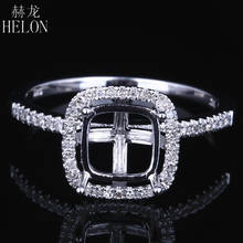 HELON 7x7mm Cushion Cut Sterling Silver 925 Natural Diamond Fine Jewelry Engagement Wedding Semi Mount Women Diamond Ring 2024 - buy cheap