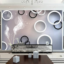 Beibehang-papel tapiz de círculo blanco y negro, Fondo de TV, papel de pared simple y moderno para sala de estar, película, televisión, mural 3D, revestimiento de pared 2024 - compra barato