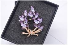 Broche de cristal de lujo para mujer, joyería europea de color púrpura, broche de corona grande, atmósfera de gama alta 2024 - compra barato