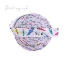 BRISTLEGRASS Wholesale 50 Yard 5/8" 15mm Bird Peacock Print Fold Over Elastics FOE Spandex Bands Tape Hair Tie Dress Sewing Trim 2024 - buy cheap