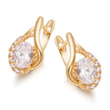 MxGxFam Gold Color 18 k New Zircon Hoop Earrings For Women Fashion jewelry AAA+ Nickel Free 2024 - buy cheap