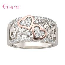 Wide Hollow Heart Ring 925 Sterling Silver Engagement Jewelry Women Shiny Cubic Zircon Cz Paved Fashion Heart-shaped Rings Gift 2024 - buy cheap