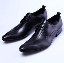 Nova moda apontou toe vestido sapatos masculinos feitos à mão sapatos de negócio dos homens formais lace up sapatos de casamento 2024 - compre barato
