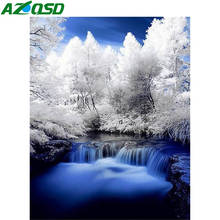 AZQSD-pintura de diamantes de invierno, punto de cruz de bosque, hecho a mano bordado de diamantes, paisaje, taladro completo cuadrado/redondo, decoración del hogar 2024 - compra barato