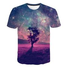 Camiseta con estampado 3d de cielo estrellado para hombre, camisa de manga corta con estampado de Aurora, divertida, a la moda, transpirable, de verano, nueva 2024 - compra barato