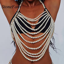 Stonefans-ropa interior de lujo con cuello Halter y perlas para mujer, Biniki, accesorios de encanto Sexy de verano, arnés, cadenas para el cuerpo, regalos de joyería 2024 - compra barato