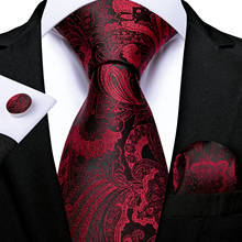 DiBanGu Mens Necktie Red Wine Black Paisley Silk Wedding Tie For Men Tie Hanky Cufflink Set Business Party Design Dropshipping 2024 - compre barato