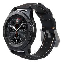 Pulseira de couro para relógios samsung, samsung, galaxy watch 46mm, galaxy watch 3, 45mm, 22mm, gear s3 2024 - compre barato