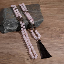 OAIITE 108 мала-Йога ожерелье из натурального камня розовый нефрит и чай хрустальные бусины браслеты для женщин модные ювелирные изделия подарок 2024 - купить недорого