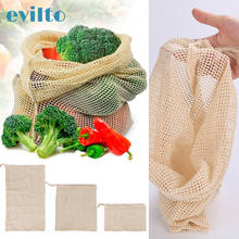 Kitchen Reusable Produce Bags Cotton Mesh Vegetable Fruit Storage Bags Set Washable Drawstring Bag for Shopping Eco Friendly 2024 - buy cheap
