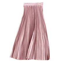 Fashion High Waist Elegant Vintage Long Skirt Women 2022 Spring Summer Big Hem Pleated Pink Maxi Skirts Womens Jupe Femme 2024 - buy cheap